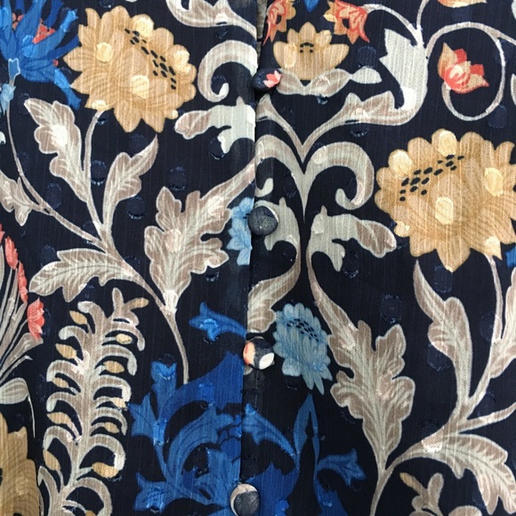 INC blouse Floral Print  Brit top smocked plus size buttons up front tie - Picture 12 of 15